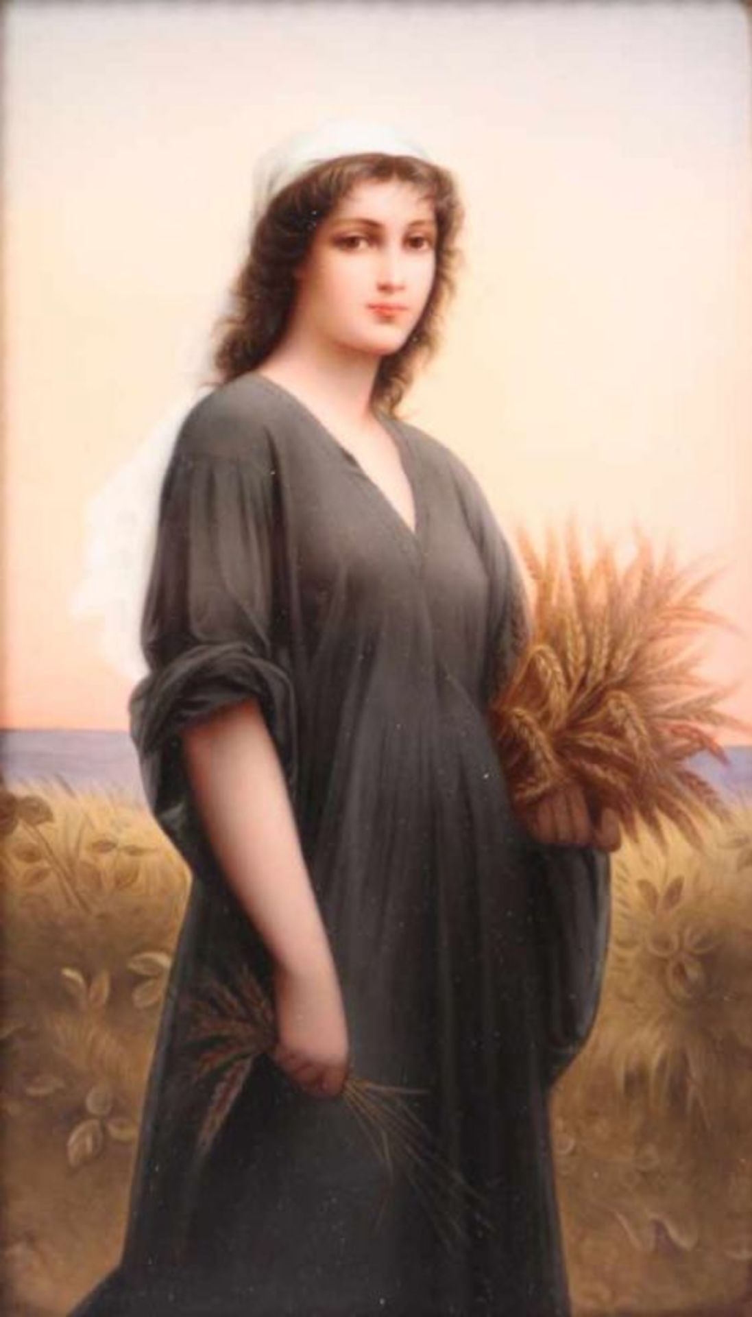 Bildplatte,Berlin KPM, um 1890. Gemälde in feinster Lupenmalerei. " Ruth im Kornfeld" Links u. sign. - Bild 3 aus 3