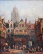 Schafer, Henry Thomas. England 1854 - 1915.Blick auf mittelalterlichen Platz, im Hintergrund