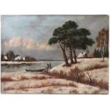 Unbekannt, 20. Jh.Winterlandschaft. Öl/Lwd. H: 35 x 47,5 cm. 20.00 % buyer's premium on the hammer