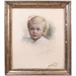 Kinderportrait. Berlin, um 1908.Bleistiftzeichnung, weiß gehöht, unter Glas. H: 35 x 31 cm. Berliner