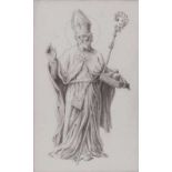 Zwei Heiligenbilder.Deutsch 19. Jh. Bischof und hl. Sebastian. Aquarell auf Papier, Passepartout,