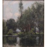 Barlow, John Noble. Manchester 1681 - 1917 Paris.Seenlandschaft. Öl/ Holz. Links u. sign. Studium in