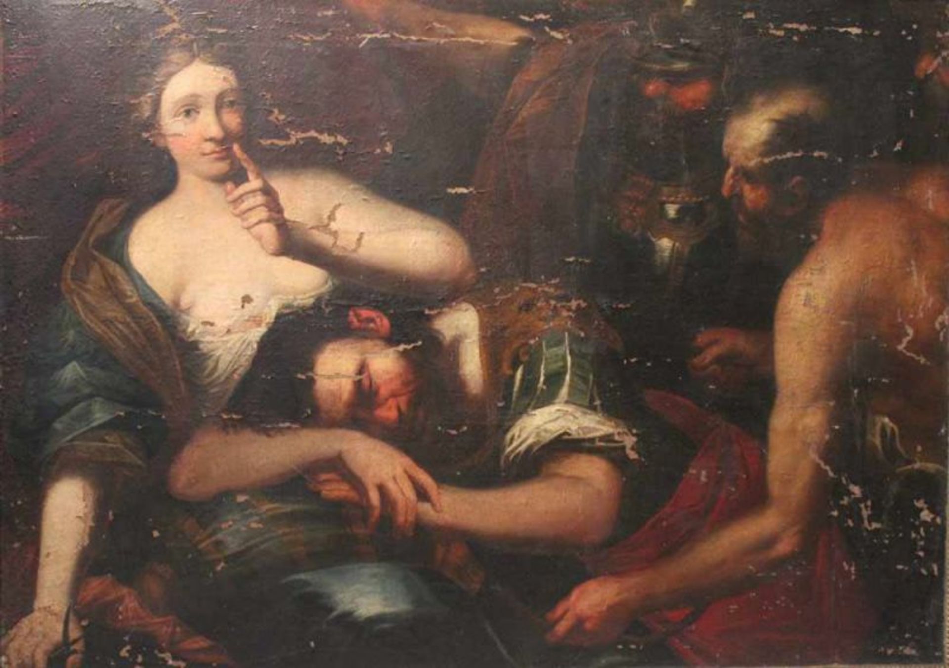 Unbekannt, 17. Jh.Samson und Deliah. Unbekannter Caravaggist, vermutlich venezianischer oder - Bild 3 aus 4