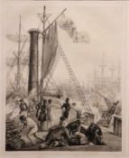 Lithografie 19. Jh."Hafen von Alexandrien". Die Reise König Maximilians durch den Vorderen Orient.