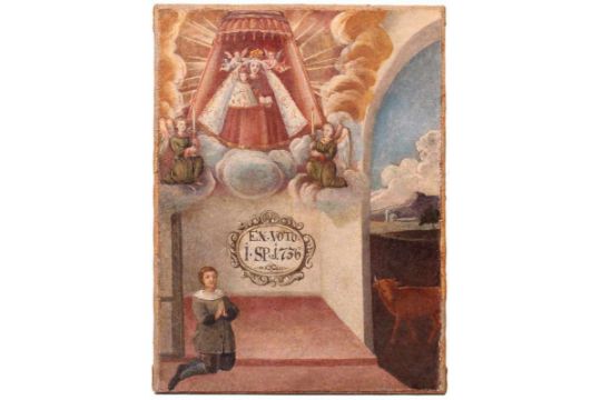 Ex. Voto.Deutsch, 18. Jh. Bez. u. dat. "I.SP.1736". Öl/Lwd. H: 52 x 40 cm. Doubl. 20.00 % buyer's