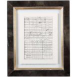 Notenblatt. Richard Wagner.Unter Glas H: 36 x 26,5 cm, Rahmen H: 53 x 43,5 cm. 20.00 % buyer's