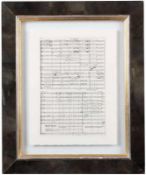 Notenblatt. Richard Wagner.Unter Glas H: 36 x 26,5 cm, Rahmen H: 53 x 43,5 cm. 20.00 % buyer's