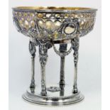 Antique Russian silver fully reticulated compote