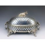 19th C. Silver Plated & Opaline Butter Covered Dish