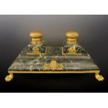 19th C. Large French Marble & Bronze Inkwell