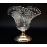 Etched Hawkes Glass and Sterling Silver Vase