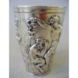 German silver beaker, "Hanau" hallmarks signed