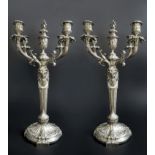 Pair of 19th C. Silver-Plated 20'' Candelabras