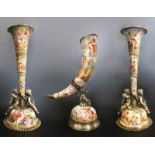 19th C. Austrian/Viennese Enamel cornucopias Set