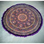 100% Silk Large Round Persian Rug from Qom