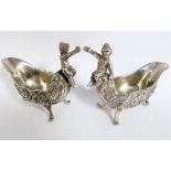 Pair of Sterling Silver Figural Floral Salt Cellar