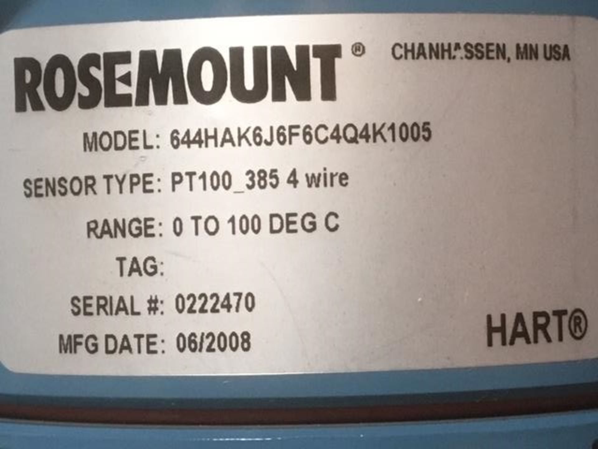 LOT of (2) Rosemount Temperature Transmitters, mod: 644HAK6J6F6C4Q4K1005 (full details below) - Image 4 of 5