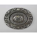 Kleine ovale Schale aus 800er Silber, deutsch 1. H. 20. Jh., durchbrochen gearbeitet, Barockstil, im