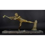 Hugonnet, Pierre, franz. Bildhauer des Art Deco, Große Bronze Holzfäller um1925. Junger athletischer