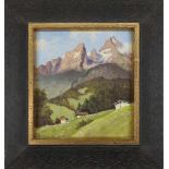 Deuschle-Höllwarth, Wilhelm (20. Jh.), Alpenlandschaft, Öl/Platte, li. unt. signiert, 15 x 13,5