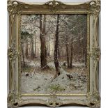 Moras, Walter (1856-1925), Winterwald, Öl/Lwd, unt. li. signiert, 53 x 44,5 cm, Barockstilrahmen,