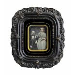Daguerreotypie, Frankreich, Mitte 19. Jh., jüngeres Ehepaar, 9,5 x 7,5 cm, im geschwärzten