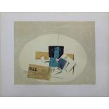 Braque, Georges (1882-1963),Stilleben mit Glas, Pfeife und Journal, Farblithographie, unt. li.