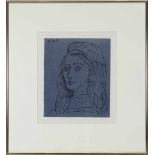 Picasso, Pablo (1881-1973), Kopf einer jungen Frau mit langen Haaren, Linolschnitt, 1962, Auflage