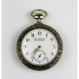 Eisenbahner-Taschenuhr, System Glashütte, deutsch um 1910, Gehäuse versilbert mit reliefierter