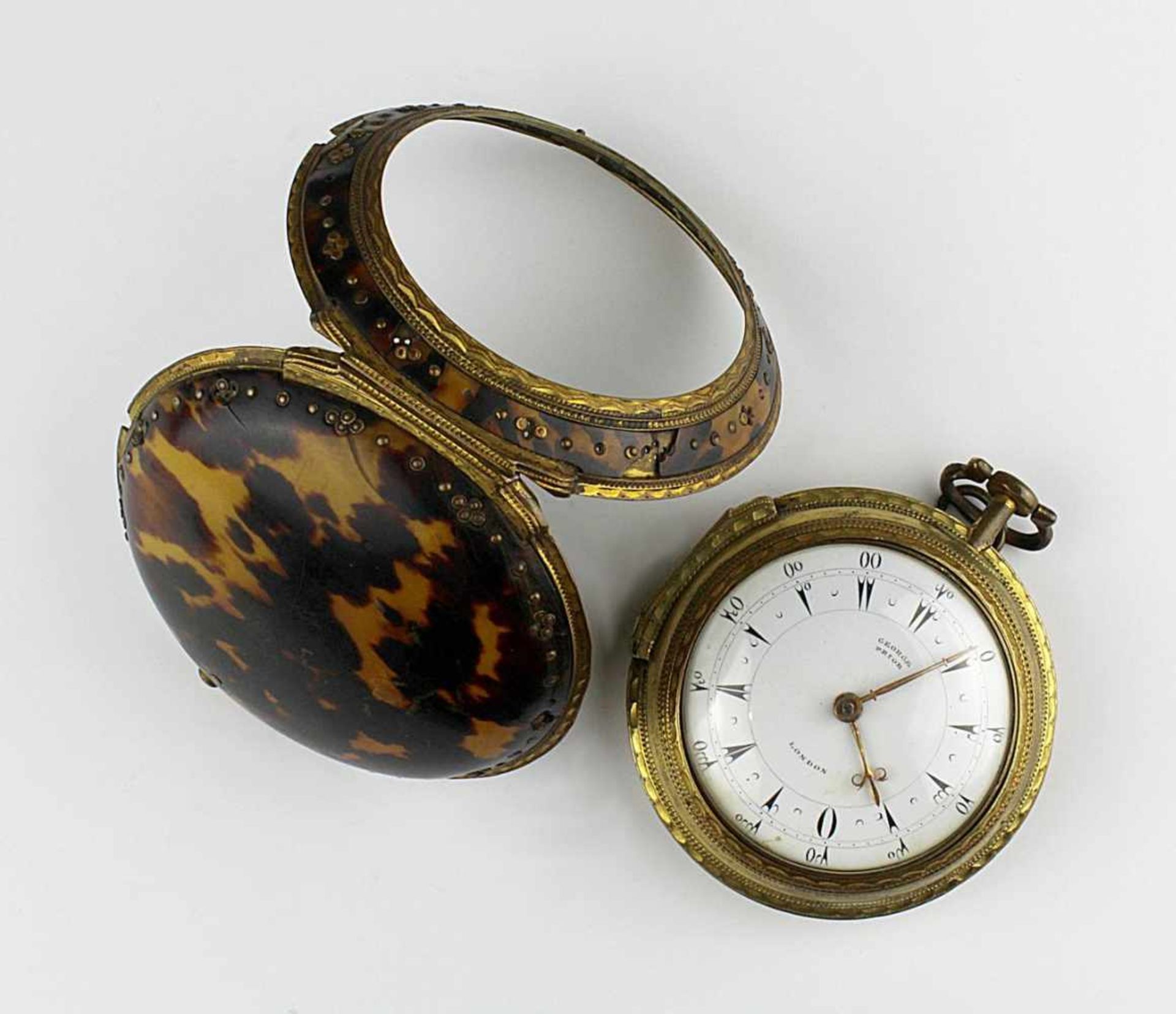 Regency-Spindel-Taschenuhr, George Prior, London 1765-1810, mit 2 Übergehäusen, eines aus Messing, - Image 5 of 5