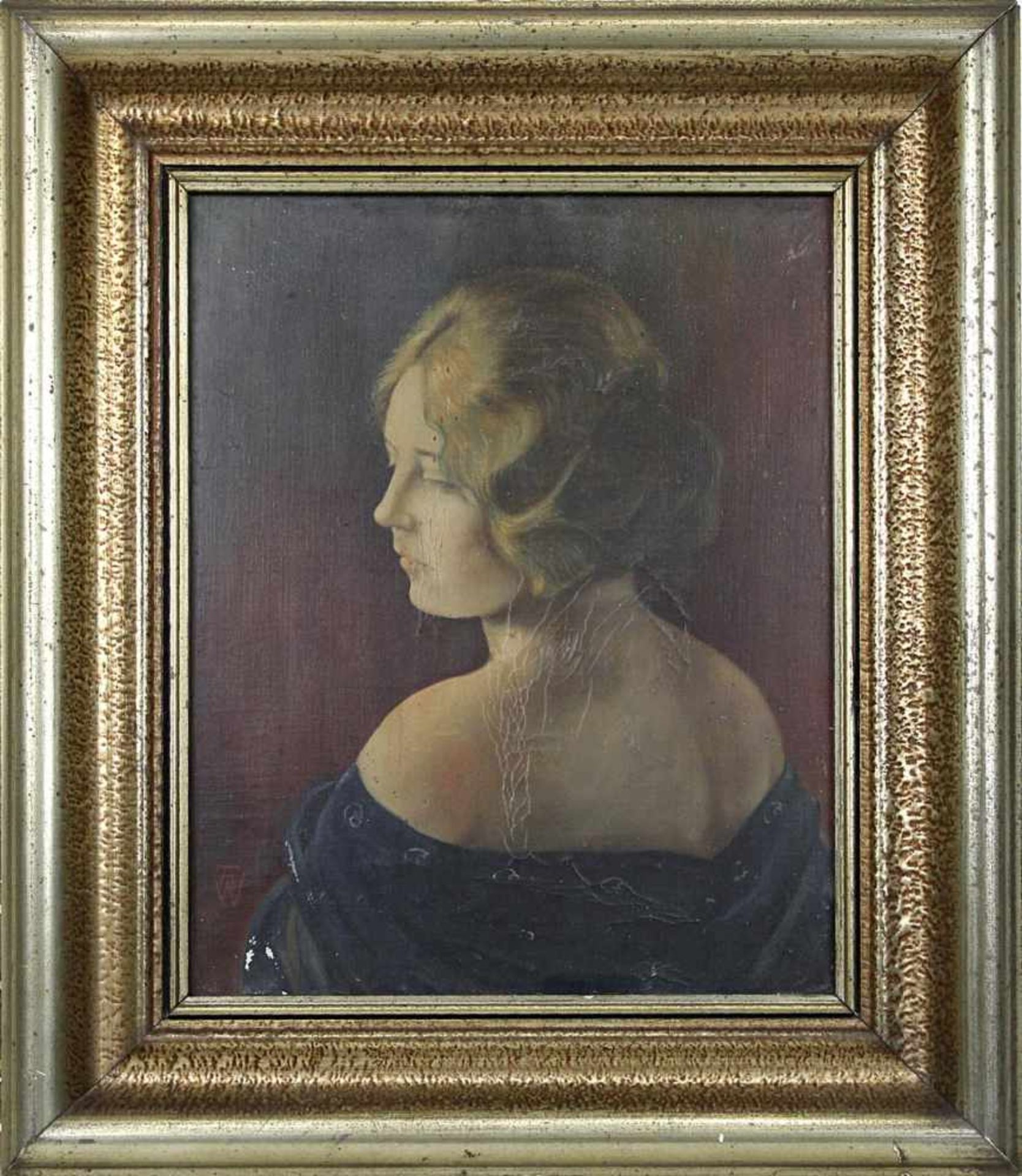 dt. Bildnismaler, um 1900, Portrait mit Rückenpartie einer jungen Frau, Öl auf Leinwand (mittig