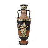 Villeroy & Boch Chromolith-Vase, Dekor im etruskischen Stil, amphorenförmiger Steingutkorpus mit