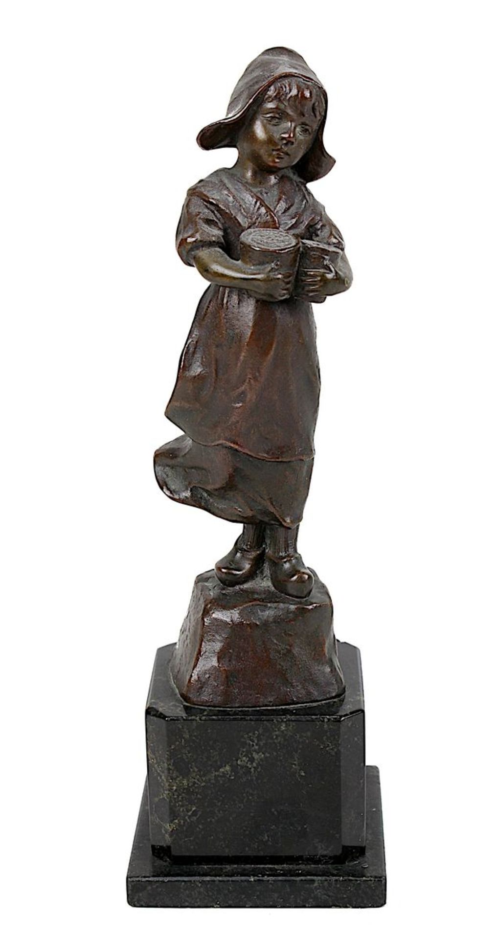 Schmidt - Felling, Julius Paul (Berlin 1835 - 1920 Berlin), Holländermädchen, Bronzefigur mit