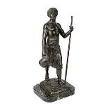 Début, Marcel (Paris 1865-1933 Paris), Tunesischer Wasserträger, Bronzefigur mit dunkelbrauner