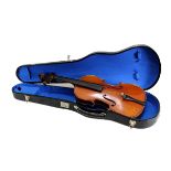 Französische Manufaktur-Geige, um 1930, einfache Ausarbeitung, Montur zu erneuern, Korpuslänge 35,