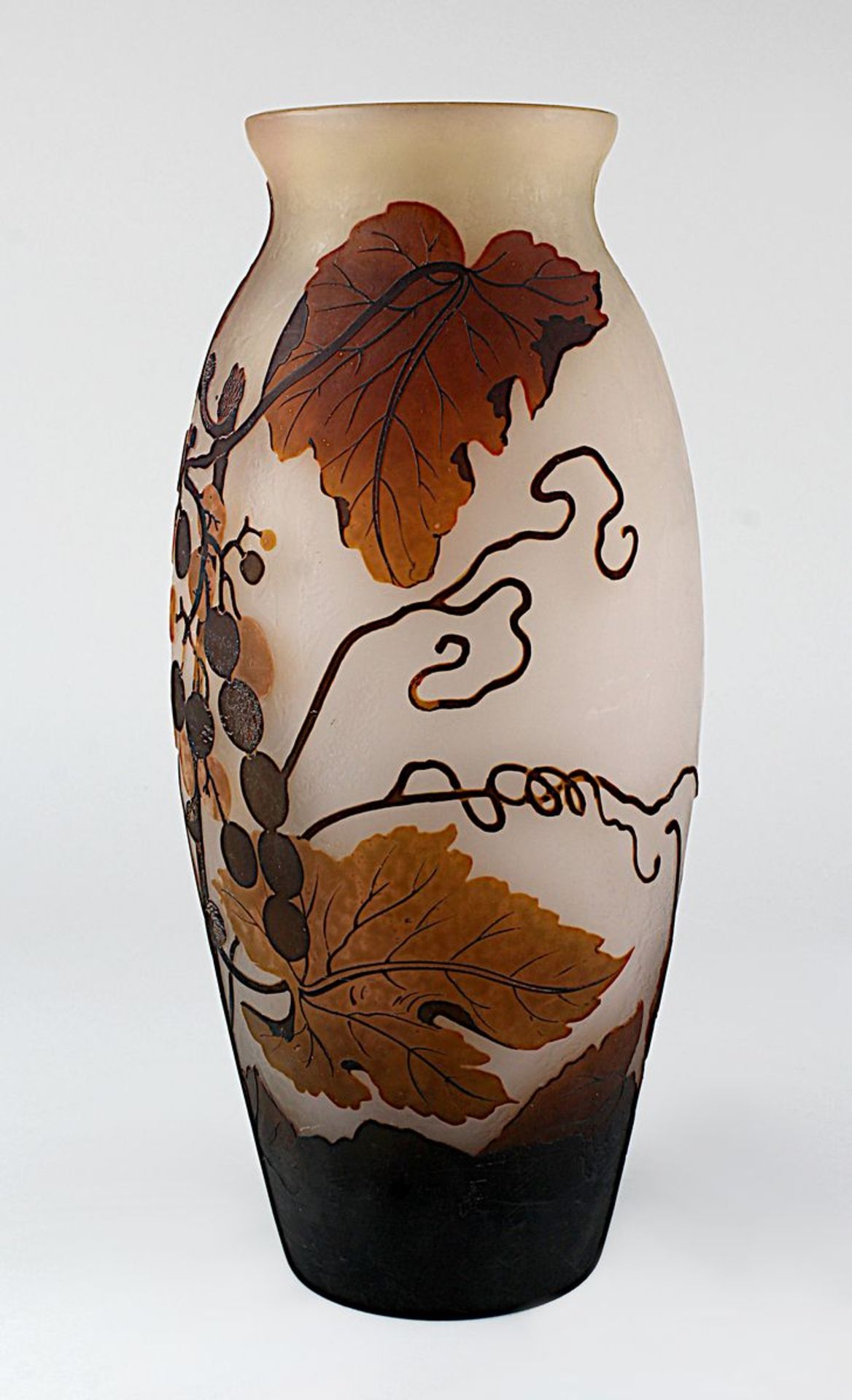 Große Arsall Vase, Vereinigte Lausitzer Glaswerke 1918-29, Klarglas mit hellbraunem opakem - Bild 3 aus 3