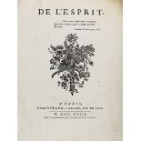 Helvetius, Claude Adrien, De l'Esprit, Paris bei Durand 1758, anonyme Erstausgabe, sehr selten, da