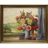 Becher, Theodor (Holzminden 1889 -?), Blumenstilleben mit Rosen, Öl / Lwd., re. unt. sign., 70 x