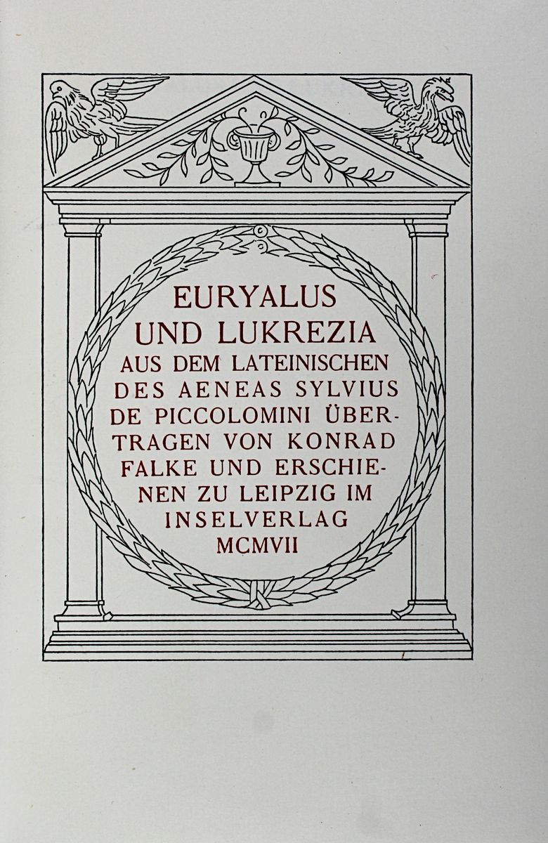 Piccolomini, Aeneas Sylvius, Euryalus und Lukrezia, aus d. Lat. v. Konrad Falke, Leipzig: Insel