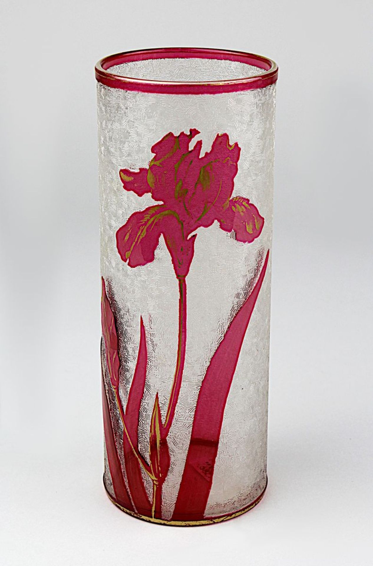 Baccarat Jugendstil-Vase, um 1900, Cristalleries de Baccarat, Meurthe et Moselle, zylinderförmiger