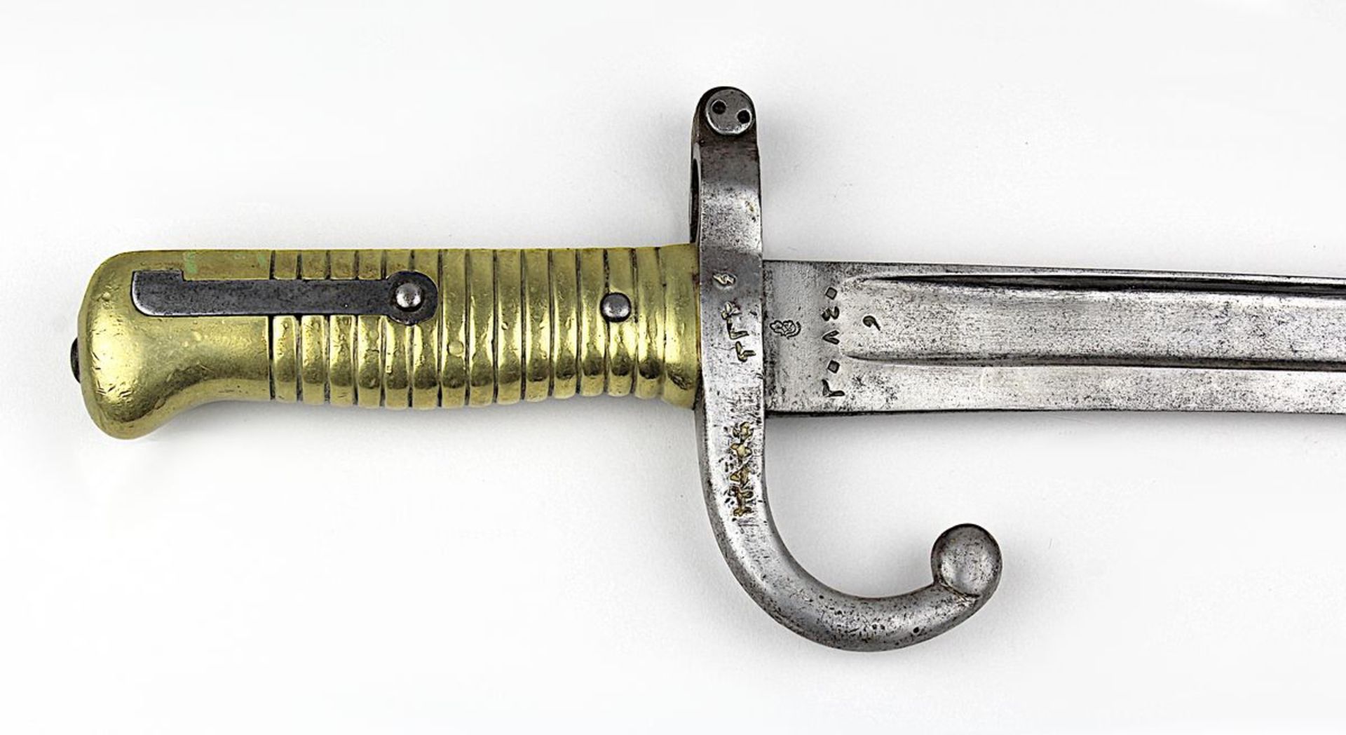 Chassepot - Bajonett, Frankreich um 1850, Kammerstempel, Herstellermarke, Länge 69,5 cm, ohne - Bild 2 aus 2