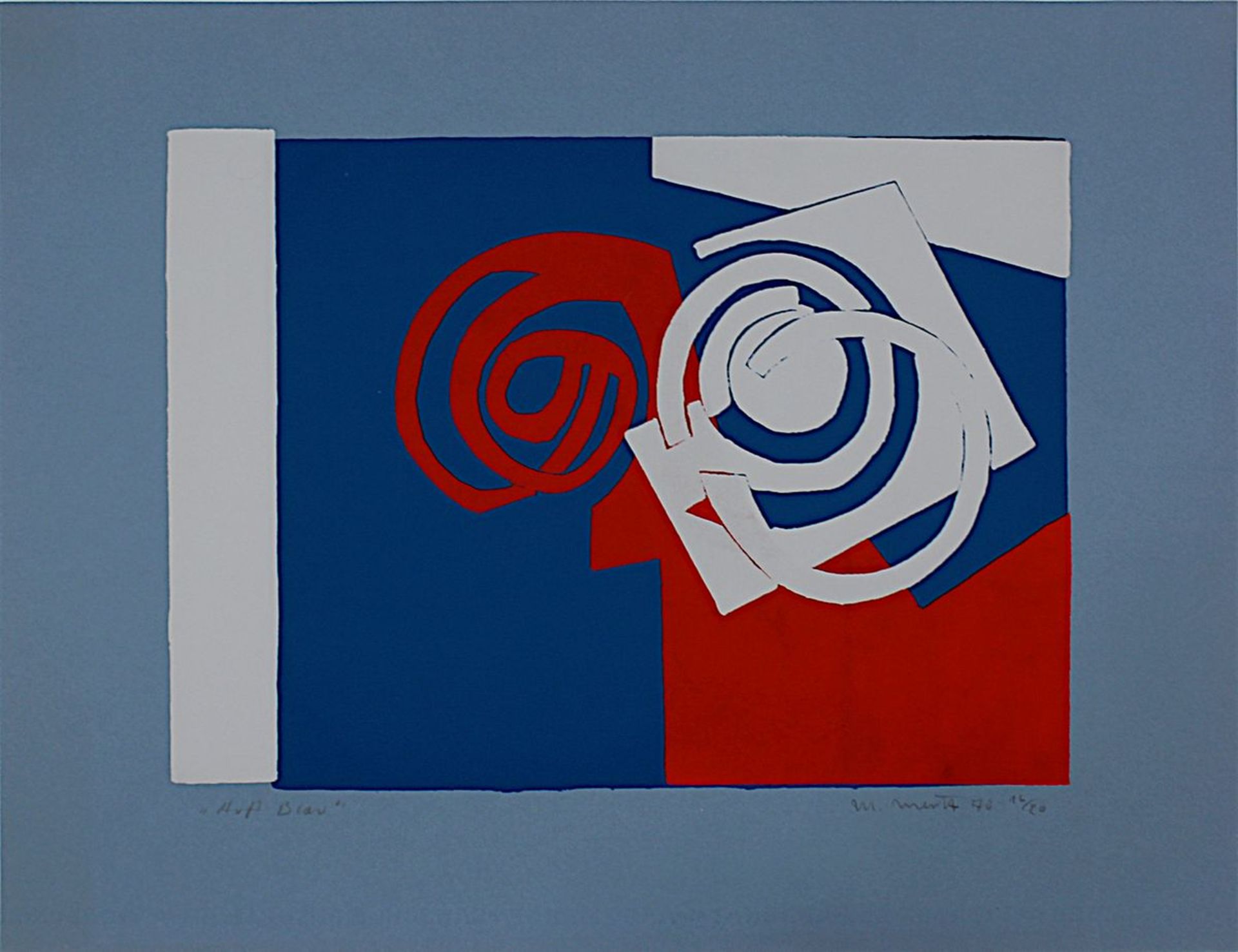 Mertz, Max (Homburg 1912 - 1981 Saarbrücken), "Auf Blau", Farbserigraphie, am unt. Rand sign.,