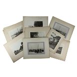 12 Schwarzweiß-Aufnahmen Motive an der Ostseeküste, um 1900, Landschafts-, Hafen- und