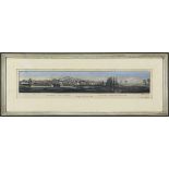 Panorama von Aachen, fein kolorierte Aquatintaradierung, von Johannes Ruff (1813-1886) nach Anton