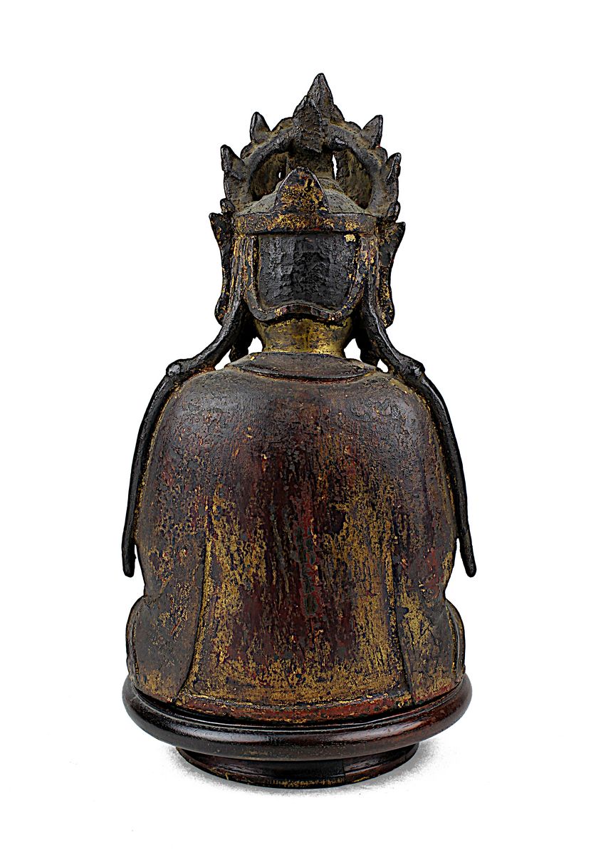 Amitabha Buddha, China, Ming-Dynastie, sitzende Figur in meditierender Haltung, Bronze mit dunkler - Image 3 of 5