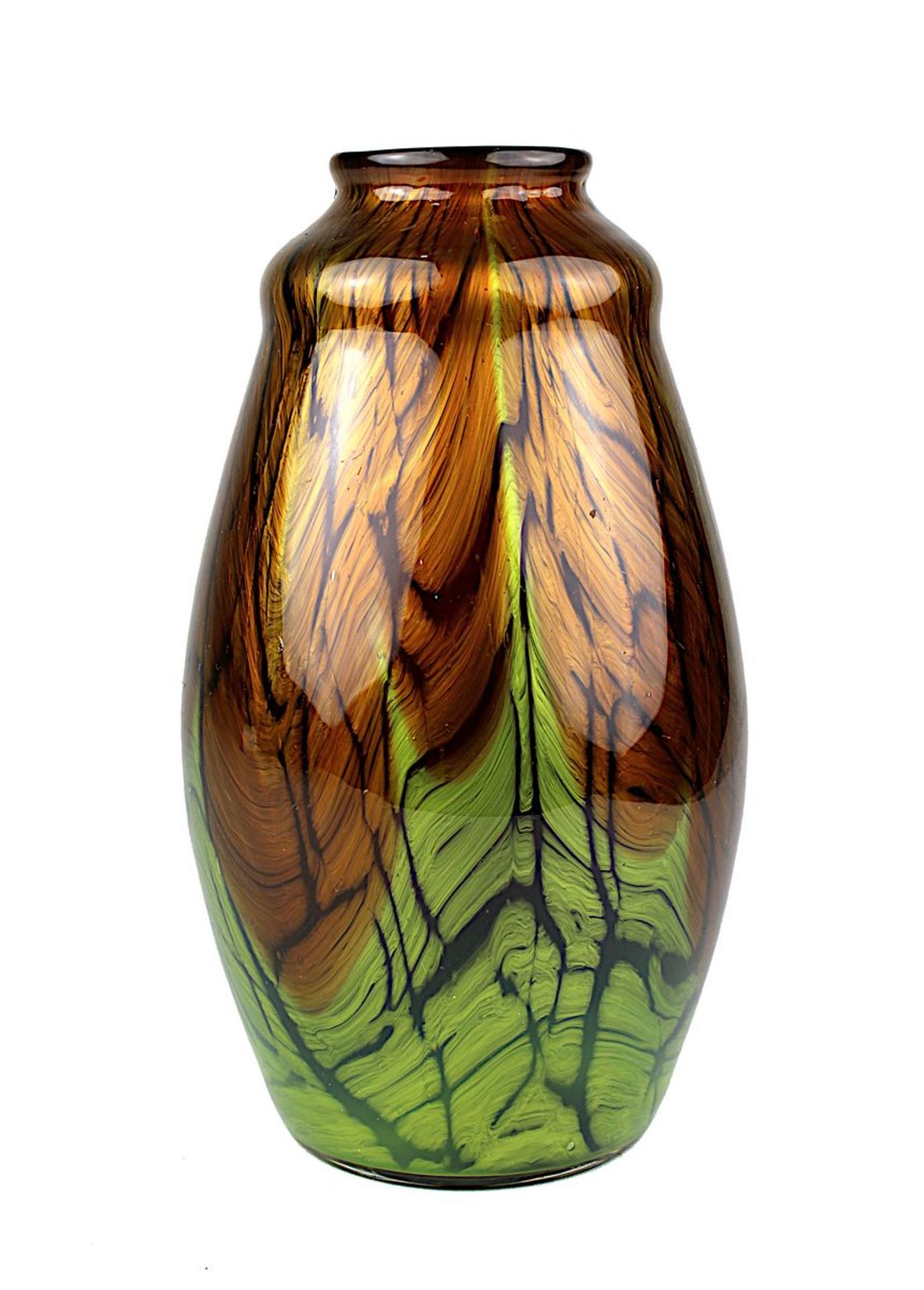 Loetz Vase Titania, Böhmen 1908, Loetz Wwe. Klostermühle, gebauchte längliche Form, Klarglas mit - Bild 2 aus 2