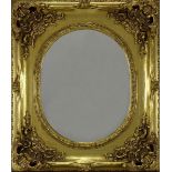 Spiegel im Barockstil, 2. Hälfte 20. Jh., im stuckierten Goldrahmen, ovaler Spiegelausschnitt,