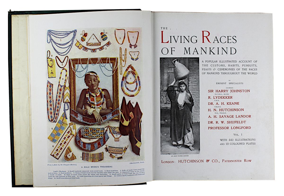 Vier Bücher zur Völkerkunde um 1900, "The living races of mankind" Vol. 1 und 2, London