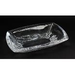 Daum Schale, Nancy 1960er Jahre, klares Kristallglas in rechteckiger Form mit abgerundeten Enden,