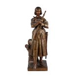 Jeanne d`Arc, Regule - Figur, Frankreich um 1880, mit brauner Patina, ohne Holzsockel, Höhe 35 cm,